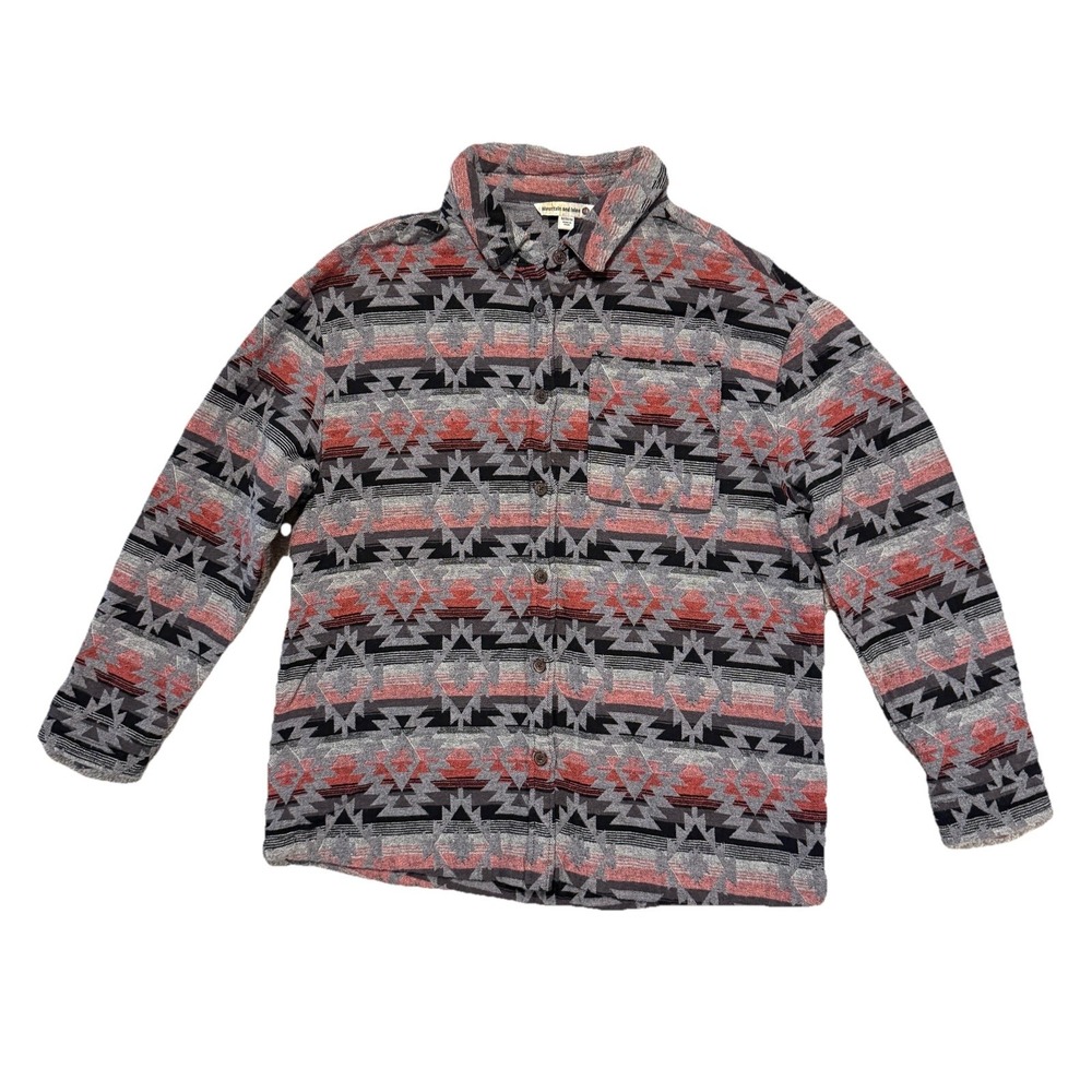 Mountain and Isles‎ Flannel Shirt Womens M Aztec Long Sleeve Southwest Cottage